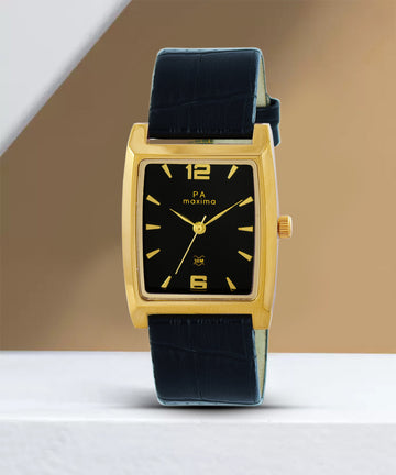 Maxima GOLD Men Black Dial Analogue Watch - 60115LMGY